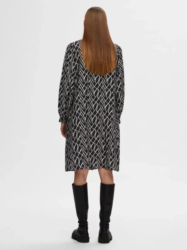 Kjoler>SELECTED PRINTET SKJORTEKJOLE Black