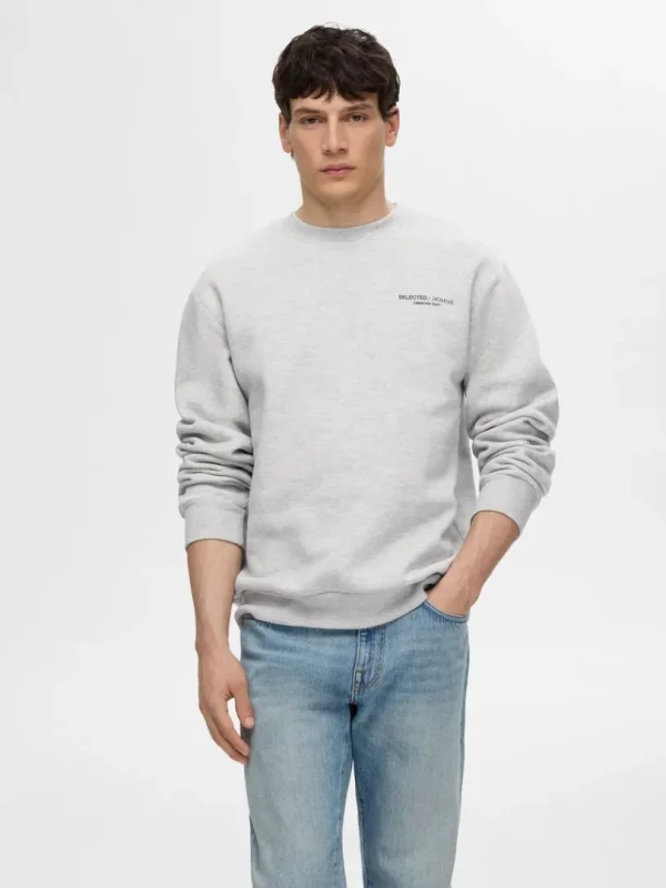 Hættetrøjer & Sweatshirts>SELECTED PRINTET SWEATSHIRT Grey