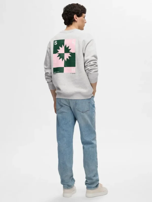 Hættetrøjer & Sweatshirts>SELECTED PRINTET SWEATSHIRT Grey