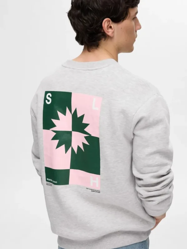 Hættetrøjer & Sweatshirts>SELECTED PRINTET SWEATSHIRT Grey