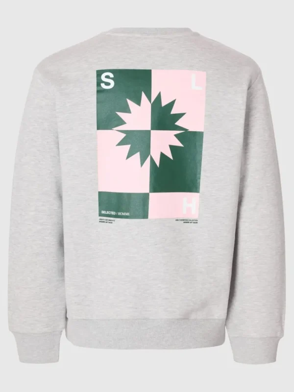 Hættetrøjer & Sweatshirts>SELECTED PRINTET SWEATSHIRT Grey