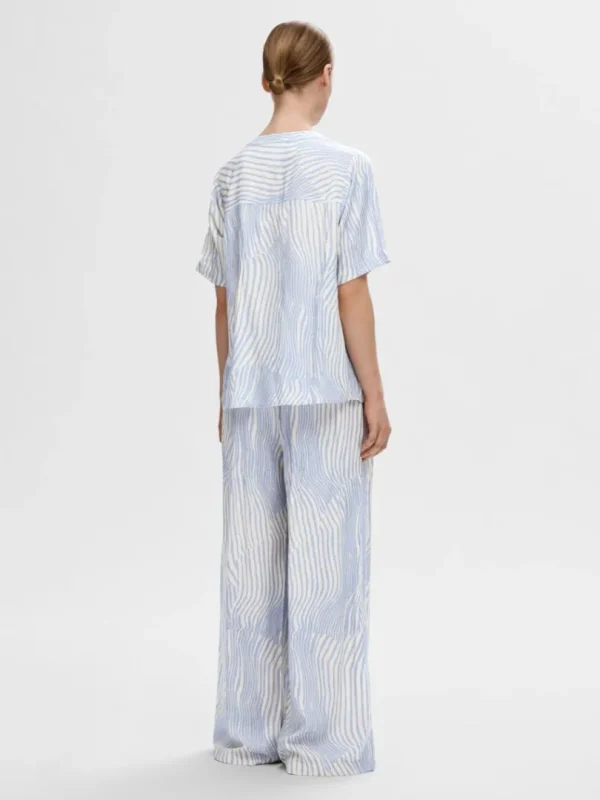 Toppe Og Bluser>SELECTED PRINTET TOP MED KORTE ÆRMER Blue
