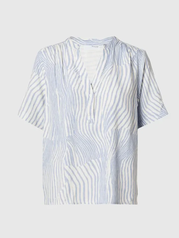 Toppe Og Bluser>SELECTED PRINTET TOP MED KORTE ÆRMER Blue