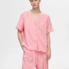 Toppe Og Bluser>SELECTED PRINTET TOP MED V-HALS Pink