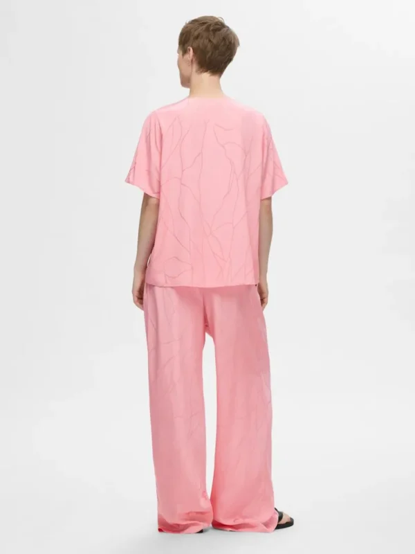 Toppe Og Bluser>SELECTED PRINTET TOP MED V-HALS Pink