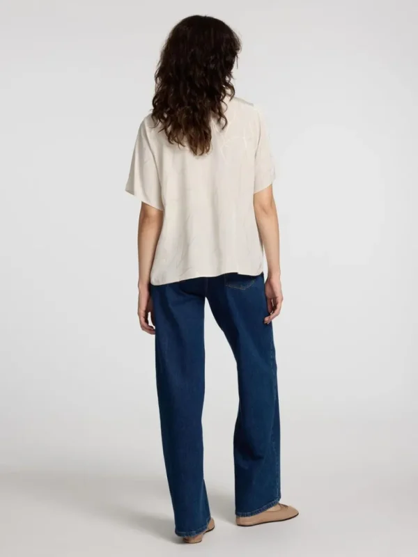 Toppe Og Bluser>SELECTED PRINTET TOP MED V-HALS Beige