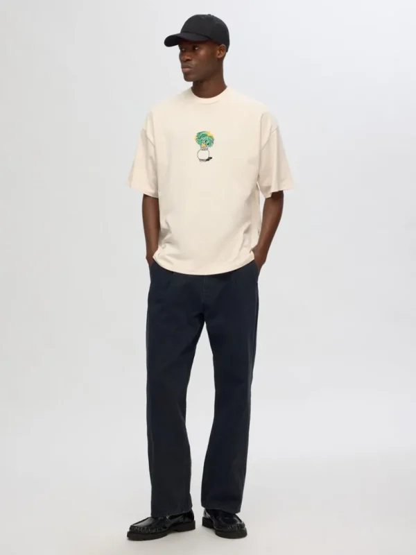 T-shirts>SELECTED PRINTET T-SHIRT Beige