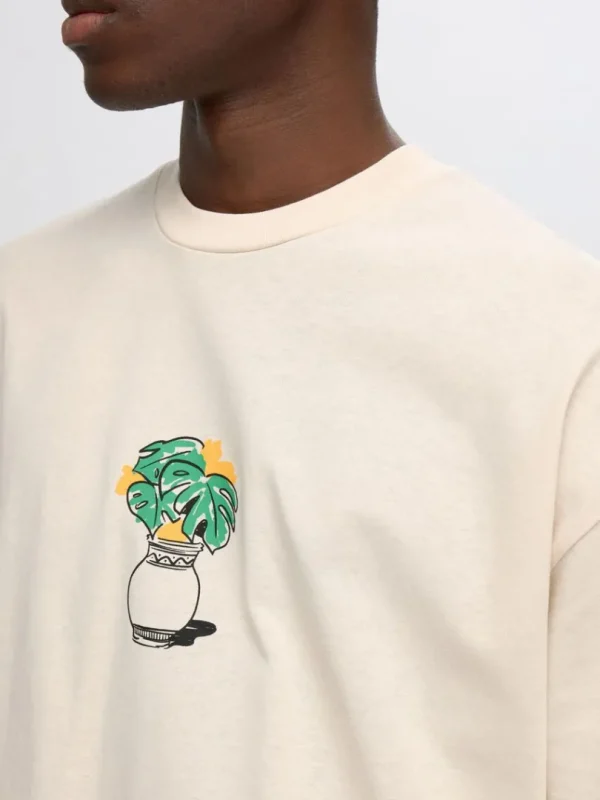 T-shirts>SELECTED PRINTET T-SHIRT Beige