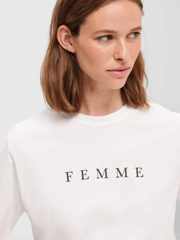 T-shirts>SELECTED PRINTET T-SHIRT White
