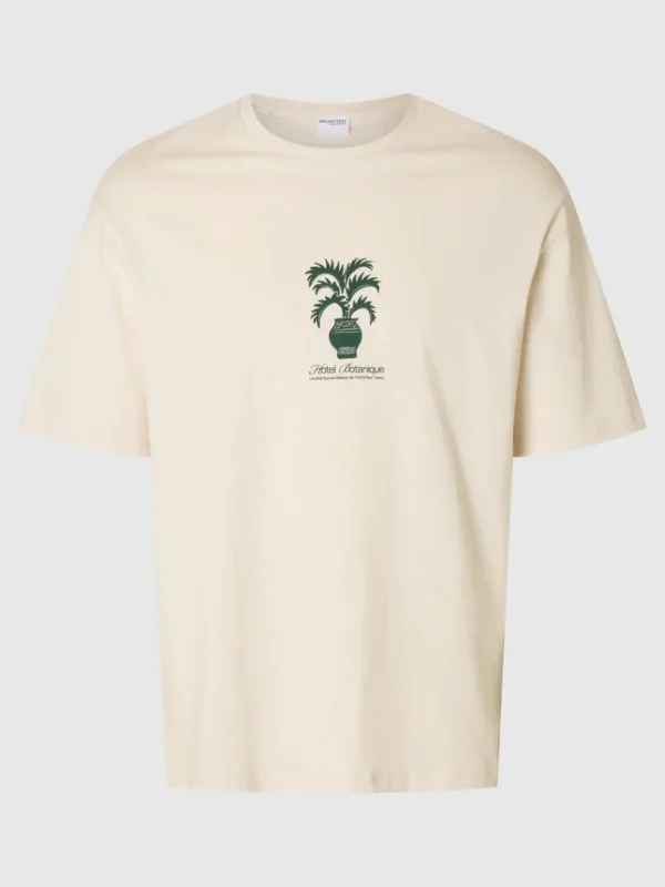 T-shirts>SELECTED PRINTET T-SHIRT Beige