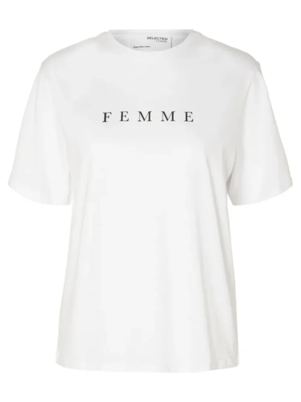 T-shirts>SELECTED PRINTET T-SHIRT White