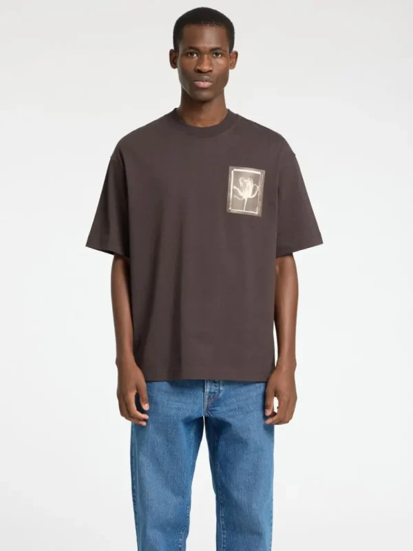 T-shirts>SELECTED PRINTET T-SHIRT MED RUND HALS Brown