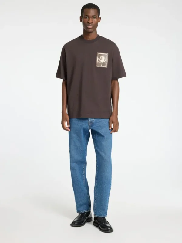T-shirts>SELECTED PRINTET T-SHIRT MED RUND HALS Brown