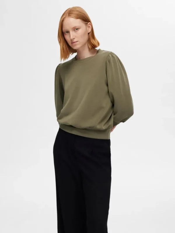 Toppe Og Bluser>SELECTED PUFÆRME SWEATSHIRT Green
