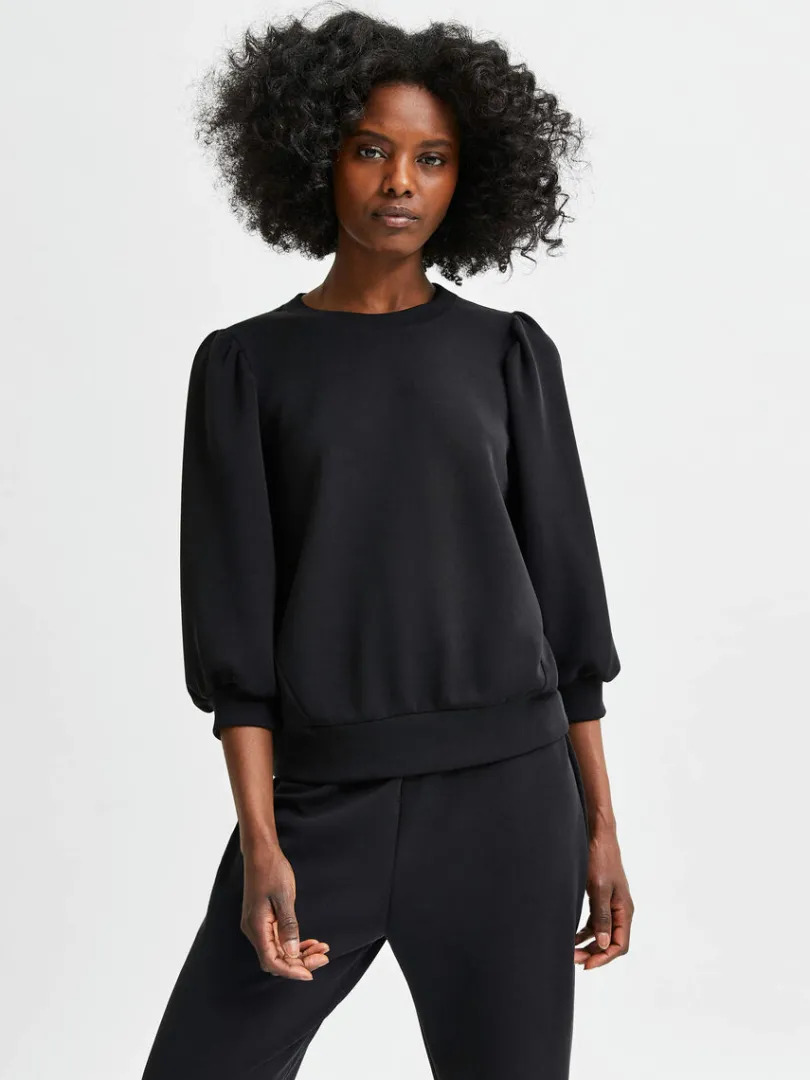 pufrme_sweatshirt_0-7.webp Hættetrøjer & Sweatshirts | Toppe Og Bluser>SELECTED PUFÆRME SWEATSHIRT Black