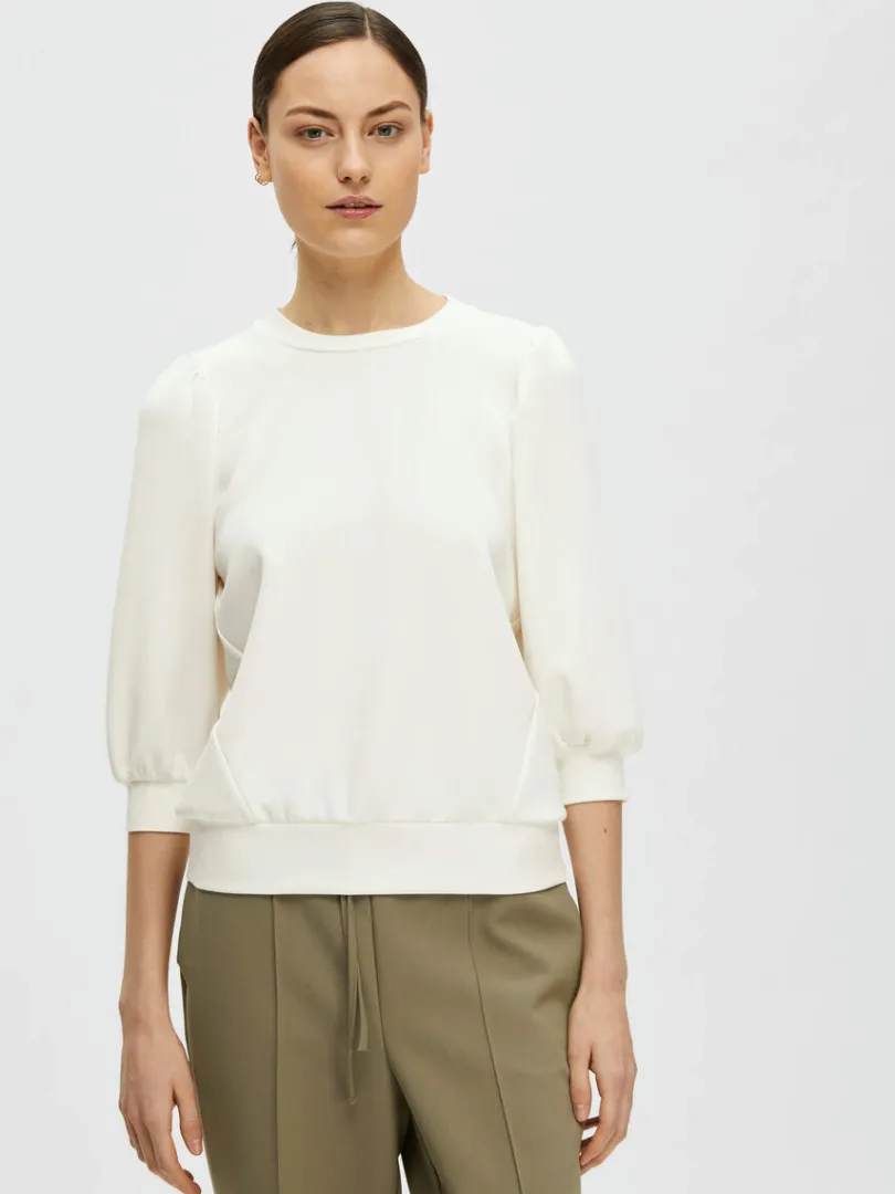 pufrme_sweatshirt_1-6.webp Hættetrøjer & Sweatshirts | Toppe Og Bluser>SELECTED PUFÆRME SWEATSHIRT White