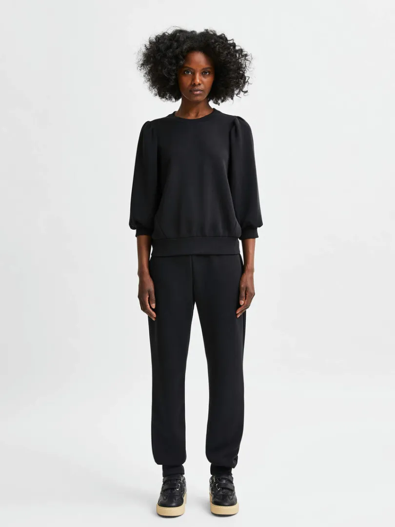 pufrme_sweatshirt_1-7.webp Hættetrøjer & Sweatshirts | Toppe Og Bluser>SELECTED PUFÆRME SWEATSHIRT Black