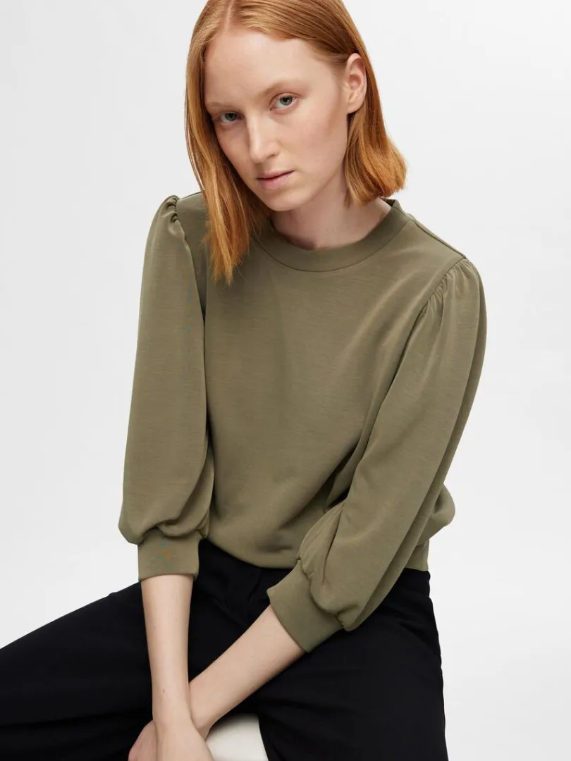 pufrme_sweatshirt_2-2.webp Toppe Og Bluser>SELECTED PUFÆRME SWEATSHIRT Green