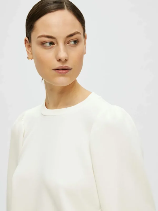 Hættetrøjer & Sweatshirts | Toppe Og Bluser>SELECTED PUFÆRME SWEATSHIRT White