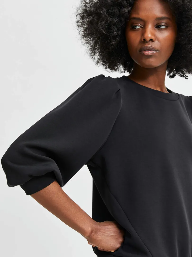 pufrme_sweatshirt_3-7.webp Hættetrøjer & Sweatshirts | Toppe Og Bluser>SELECTED PUFÆRME SWEATSHIRT Black