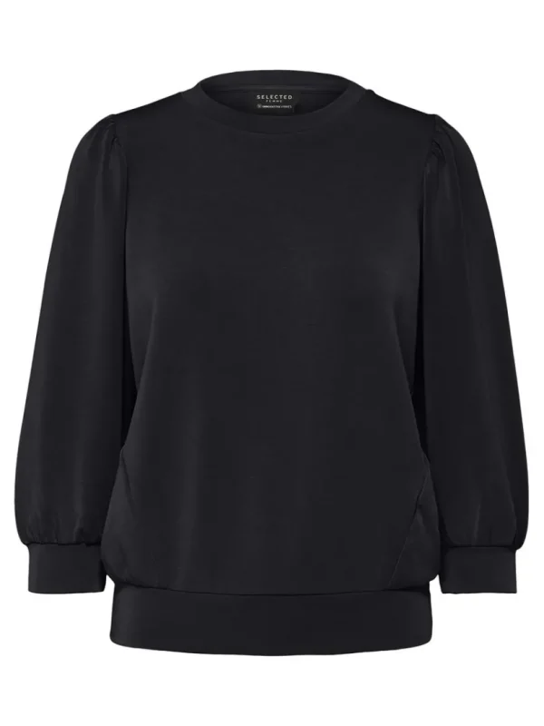 Hættetrøjer & Sweatshirts | Toppe Og Bluser>SELECTED PUFÆRME SWEATSHIRT Black