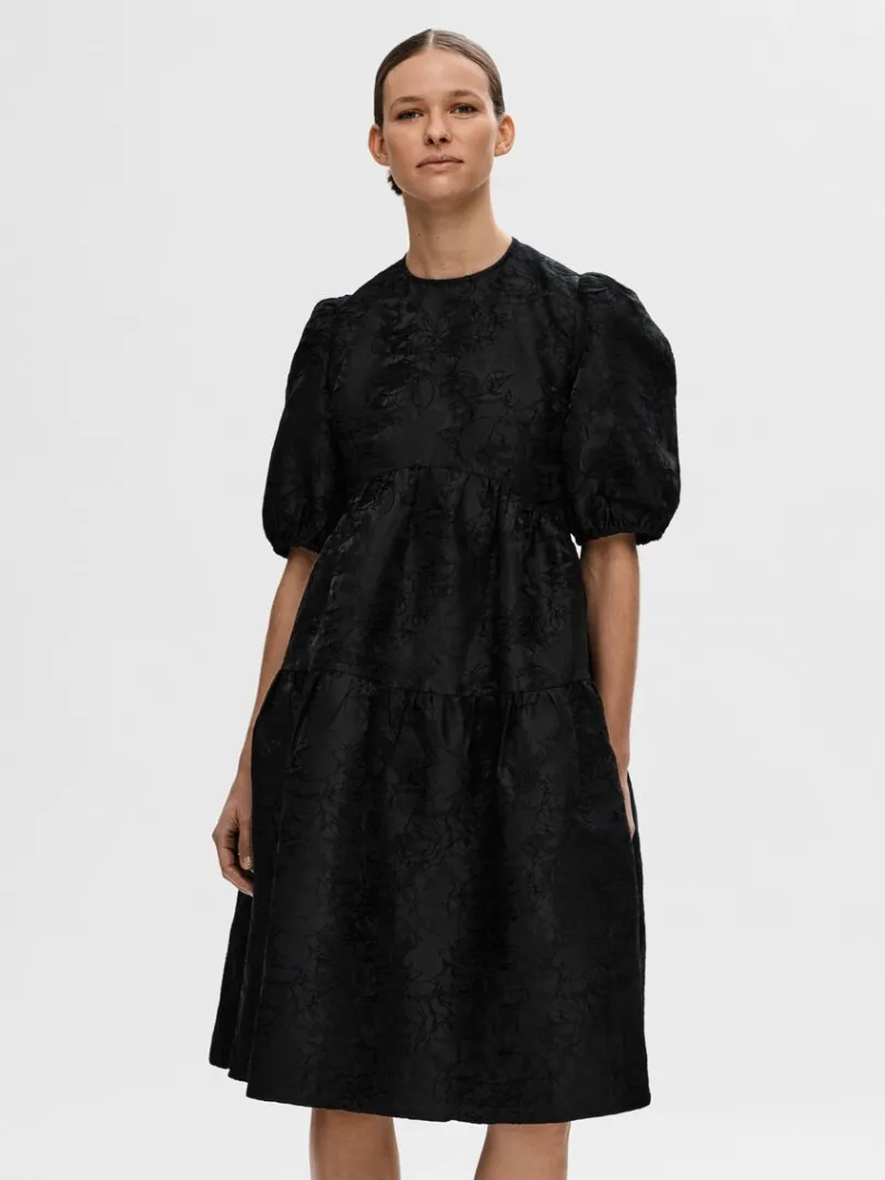 pufrmer_midikjole_0.webp Kjoler>SELECTED PUFÆRMER MIDIKJOLE Black