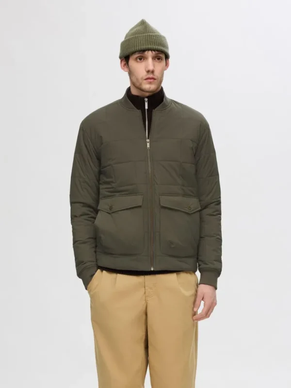 Overtøj>SELECTED QUILTET BOMBERJAKKE Grey