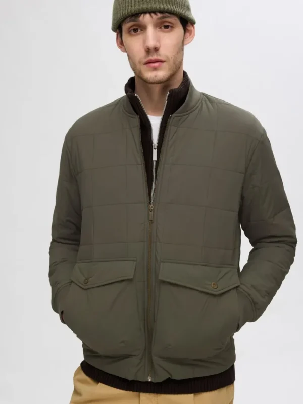 Overtøj>SELECTED QUILTET BOMBERJAKKE Grey