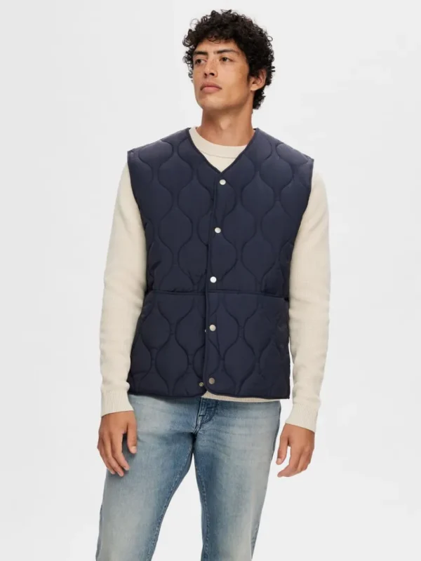Overtøj>SELECTED QUILTET VEST Blue