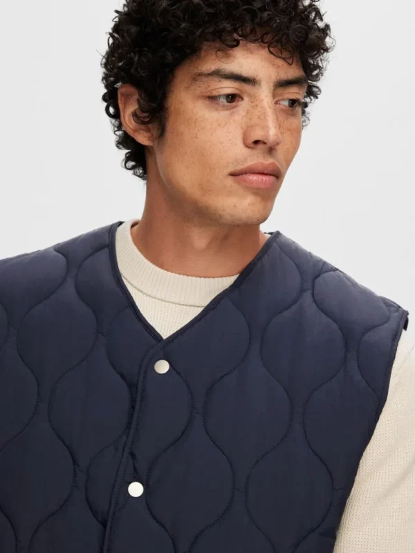 Overtøj>SELECTED QUILTET VEST Blue