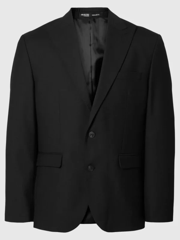 Jakkesæt & Blazers>SELECTED REGULAR FIT ENKELTRADET BLAZER Black