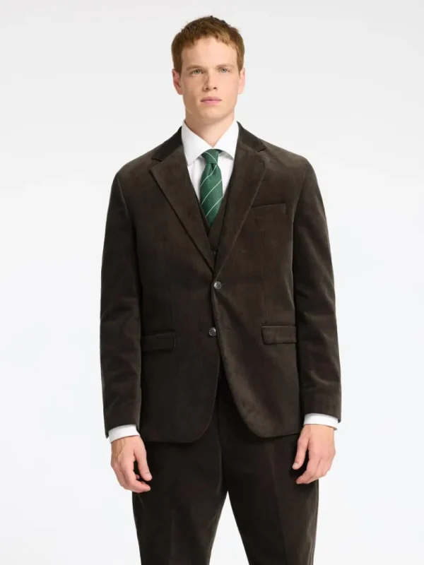 Jakkesæt & Blazers>SELECTED REGULAR FIT FLØJL BLAZER Brown