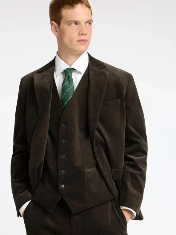 Jakkesæt & Blazers>SELECTED REGULAR FIT FLØJL BLAZER Brown