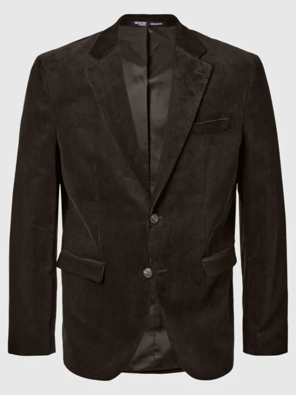 Jakkesæt & Blazers>SELECTED REGULAR FIT FLØJL BLAZER Brown