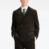 Jakkesæt & Blazers>SELECTED REGULAR FIT FLØJL DOBBELTRADET BLAZER Brown