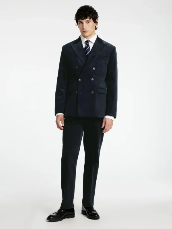 Jakkesæt & Blazers>SELECTED REGULAR FIT FLØJL DOBBELTRADET BLAZER Blue