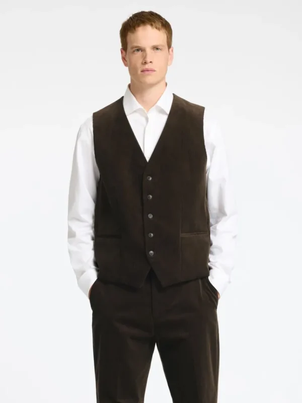 Jakkesæt & Blazers>SELECTED REGULAR FIT FLØJL VEST Brown