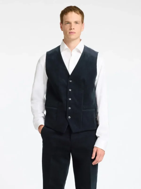 Jakkesæt & Blazers>SELECTED REGULAR FIT FLØJL VEST Blue