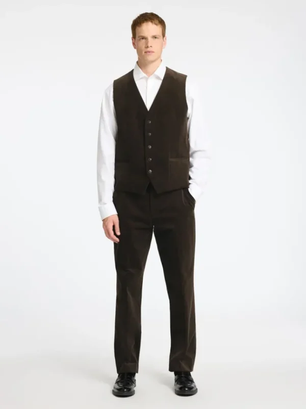 Jakkesæt & Blazers>SELECTED REGULAR FIT FLØJL VEST Brown