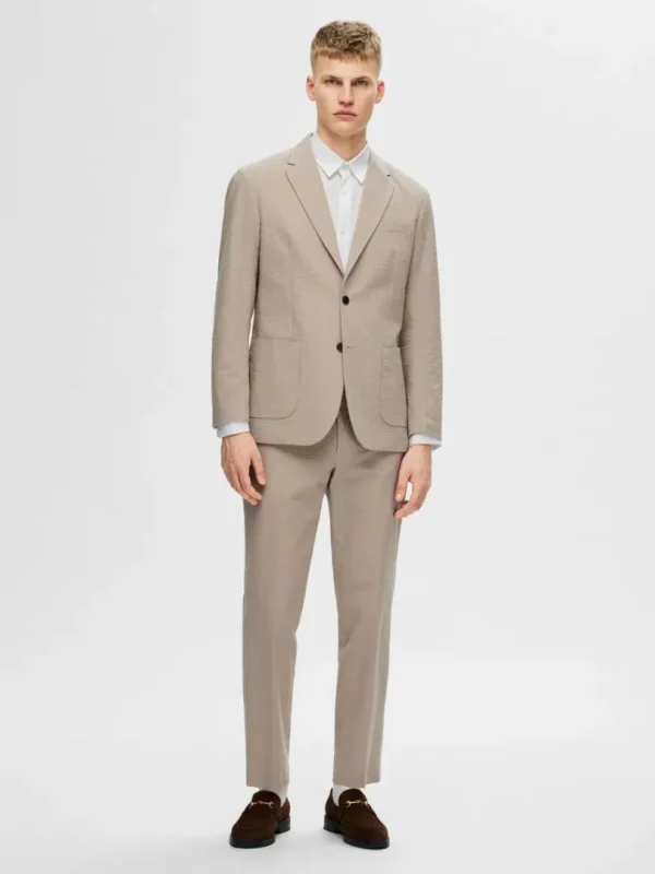Jakkesæt & Blazers>SELECTED REGULAR FIT SEERSUCKER BLAZER Beige