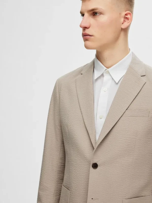 Jakkesæt & Blazers>SELECTED REGULAR FIT SEERSUCKER BLAZER Beige