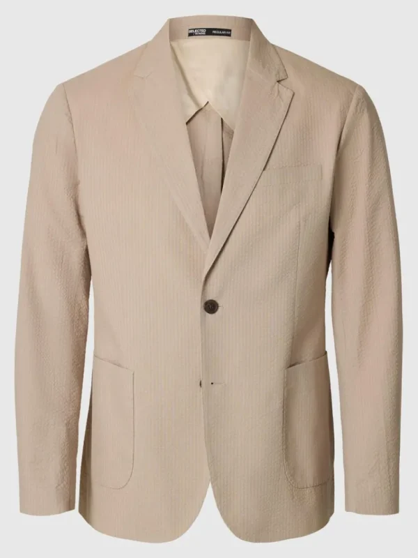 Jakkesæt & Blazers>SELECTED REGULAR FIT SEERSUCKER BLAZER Beige