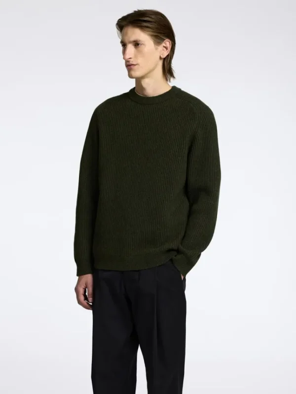 Strik>SELECTED REGULAR FIT SWEATER MED RUND HALS Green