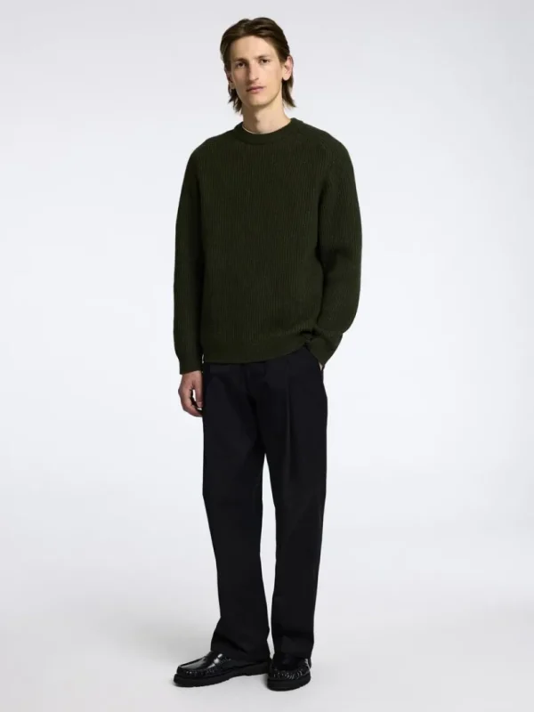Strik>SELECTED REGULAR FIT SWEATER MED RUND HALS Green