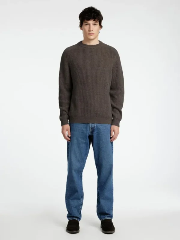 Strik>SELECTED REGULAR FIT SWEATER MED RUND HALS Brown
