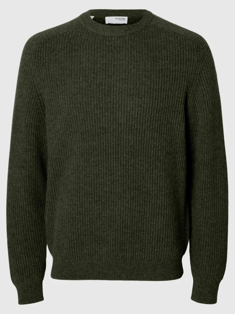 regular_fit_sweater_med_r_4-1.webp Strik>SELECTED REGULAR FIT SWEATER MED RUND HALS Green