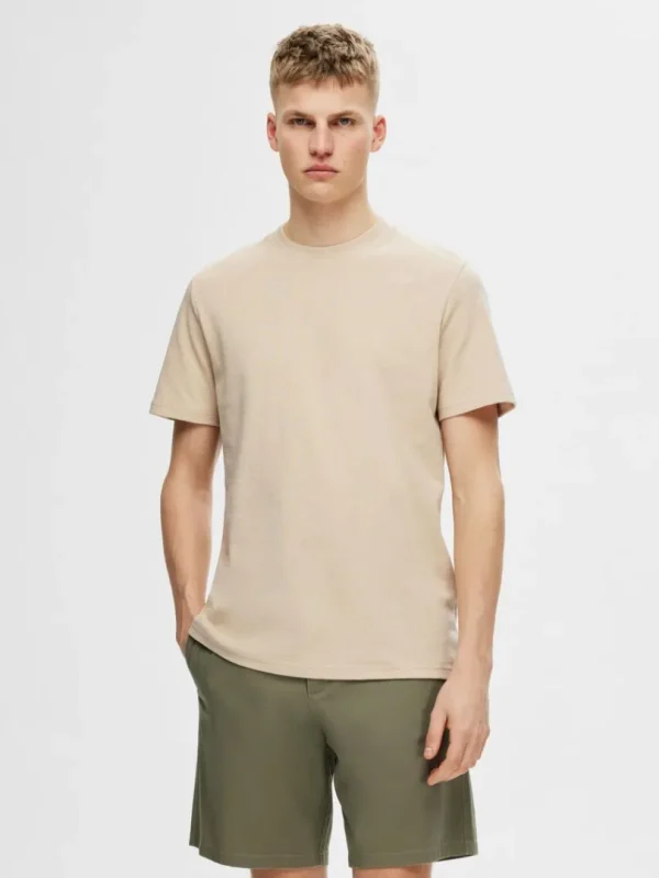 T-shirts>SELECTED REGULAR PASFORM T-SHIRT Beige