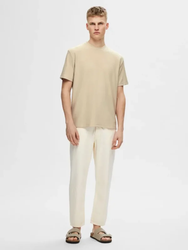 Jeans>SELECTED 180 RELAXED FIT CROPPED JEANS Beige