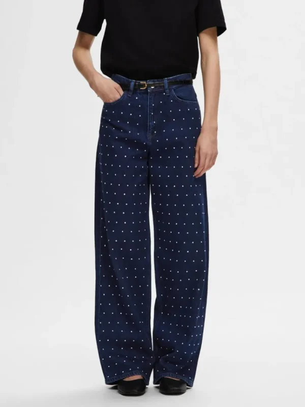 Jeans>SELECTED RHINSTEN WIDE FIT JEANS Blue