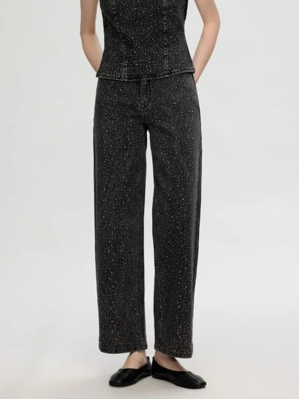 Jeans>SELECTED RHINSTEN WIDE FIT JEANS Black